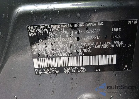 2018 Toyota Rav4 Xle from USA, damaged, VIN 2T3WFREV7JW463218